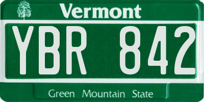 VT license plate YBR842
