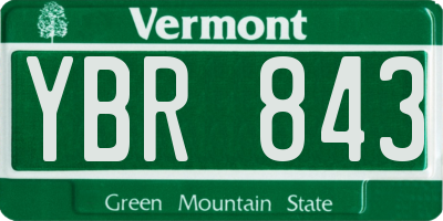 VT license plate YBR843