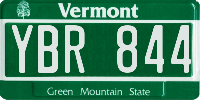 VT license plate YBR844