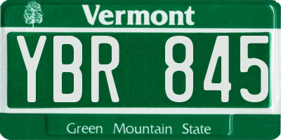 VT license plate YBR845