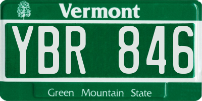 VT license plate YBR846
