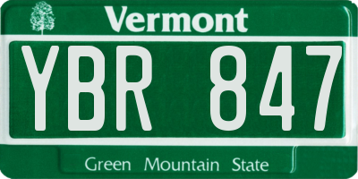VT license plate YBR847