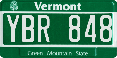 VT license plate YBR848