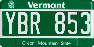 VT license plate YBR853
