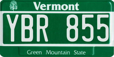 VT license plate YBR855