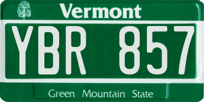 VT license plate YBR857