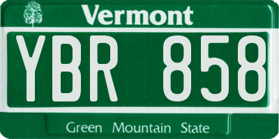 VT license plate YBR858