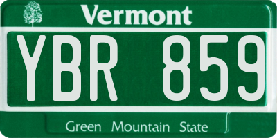 VT license plate YBR859