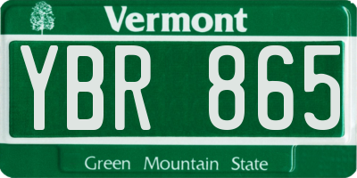 VT license plate YBR865