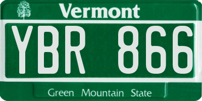 VT license plate YBR866