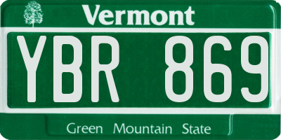 VT license plate YBR869