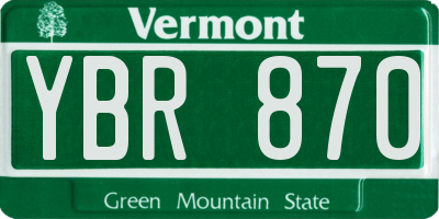 VT license plate YBR870