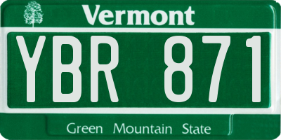 VT license plate YBR871