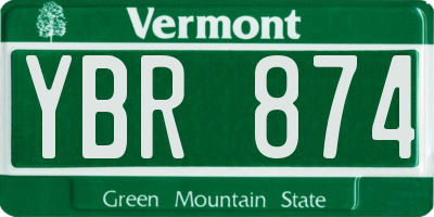 VT license plate YBR874