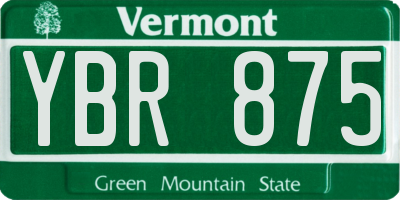 VT license plate YBR875