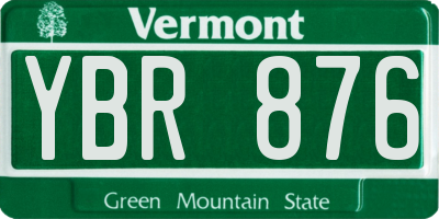 VT license plate YBR876