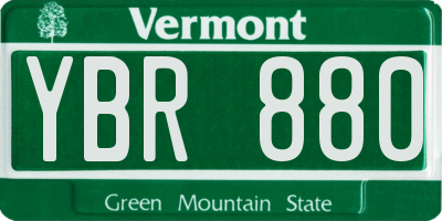 VT license plate YBR880