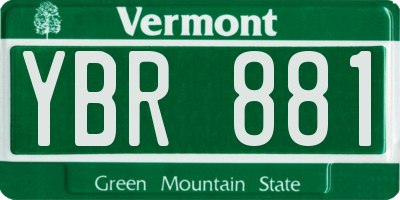 VT license plate YBR881