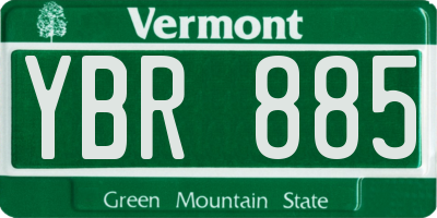 VT license plate YBR885
