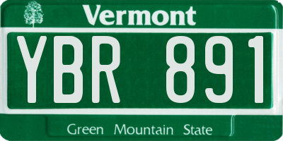 VT license plate YBR891
