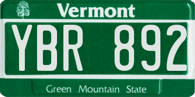 VT license plate YBR892