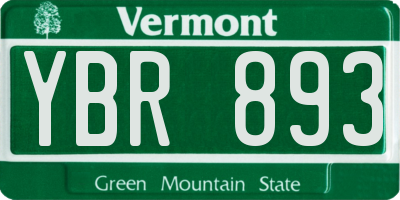 VT license plate YBR893