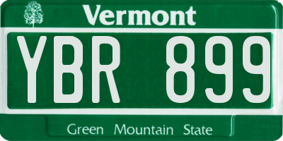 VT license plate YBR899