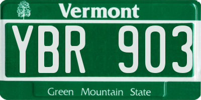VT license plate YBR903