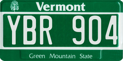 VT license plate YBR904