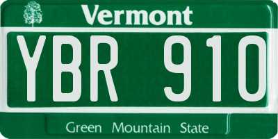 VT license plate YBR910