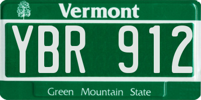 VT license plate YBR912