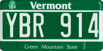 VT license plate YBR914