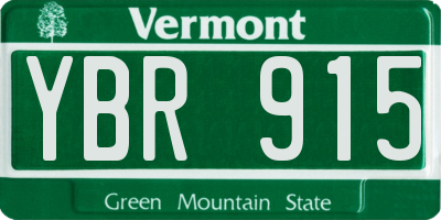 VT license plate YBR915
