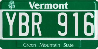 VT license plate YBR916