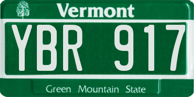 VT license plate YBR917