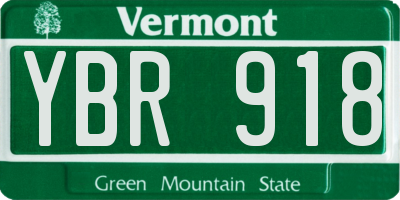 VT license plate YBR918