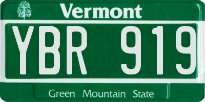 VT license plate YBR919