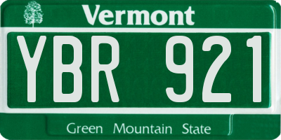 VT license plate YBR921