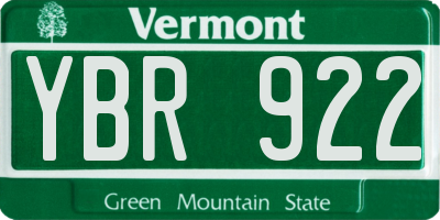 VT license plate YBR922