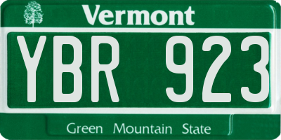 VT license plate YBR923