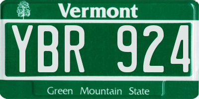 VT license plate YBR924
