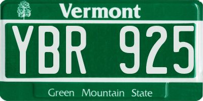 VT license plate YBR925