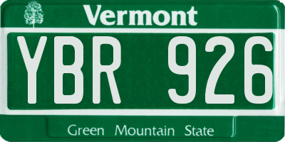 VT license plate YBR926