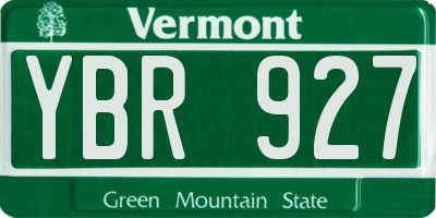 VT license plate YBR927