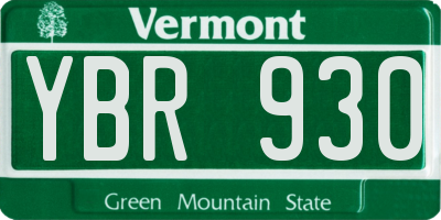 VT license plate YBR930