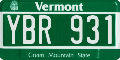 VT license plate YBR931