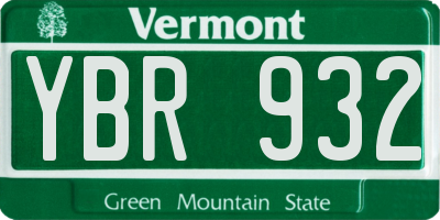 VT license plate YBR932
