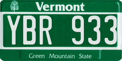 VT license plate YBR933