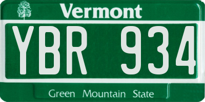 VT license plate YBR934