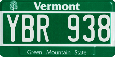 VT license plate YBR938